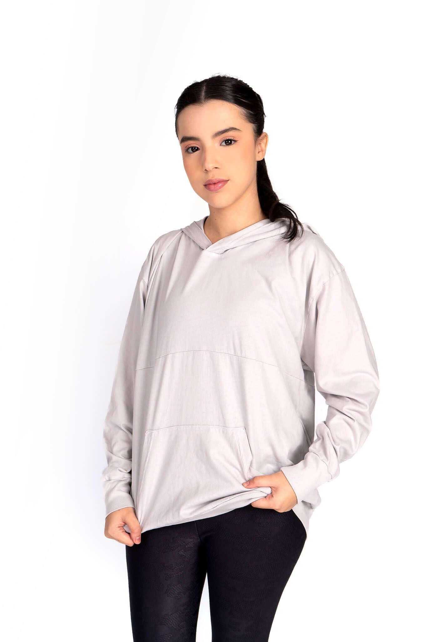 Relax Hoodie worn by a model, showcasing its cozy fit and kangaroo pocket.