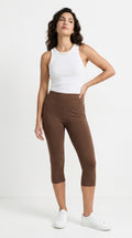 Organic Cotton Capri Leggings in Mocha