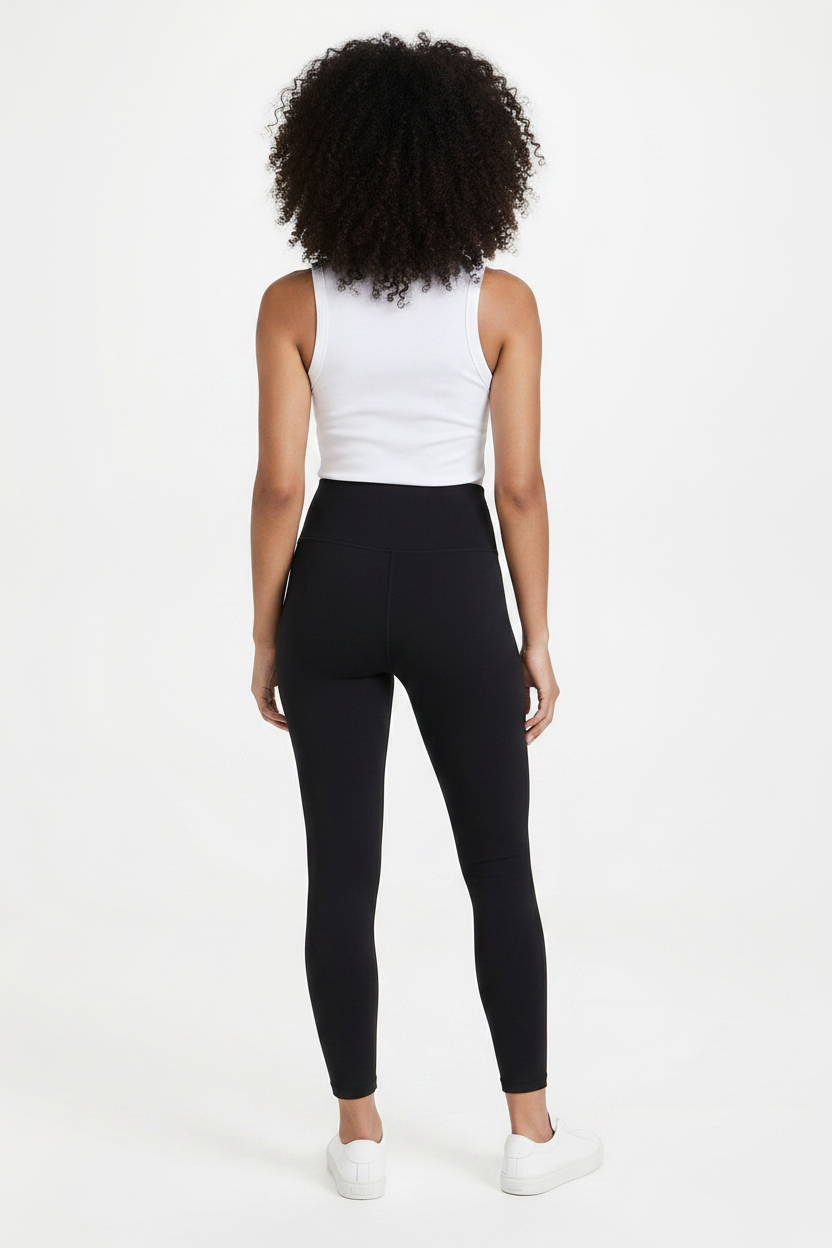Organic Cotton Spandex Leggings in Black - Back View
