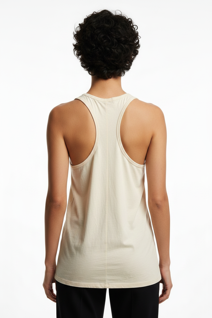 Organic Cotton Racerback Tank in Natural - Back View
