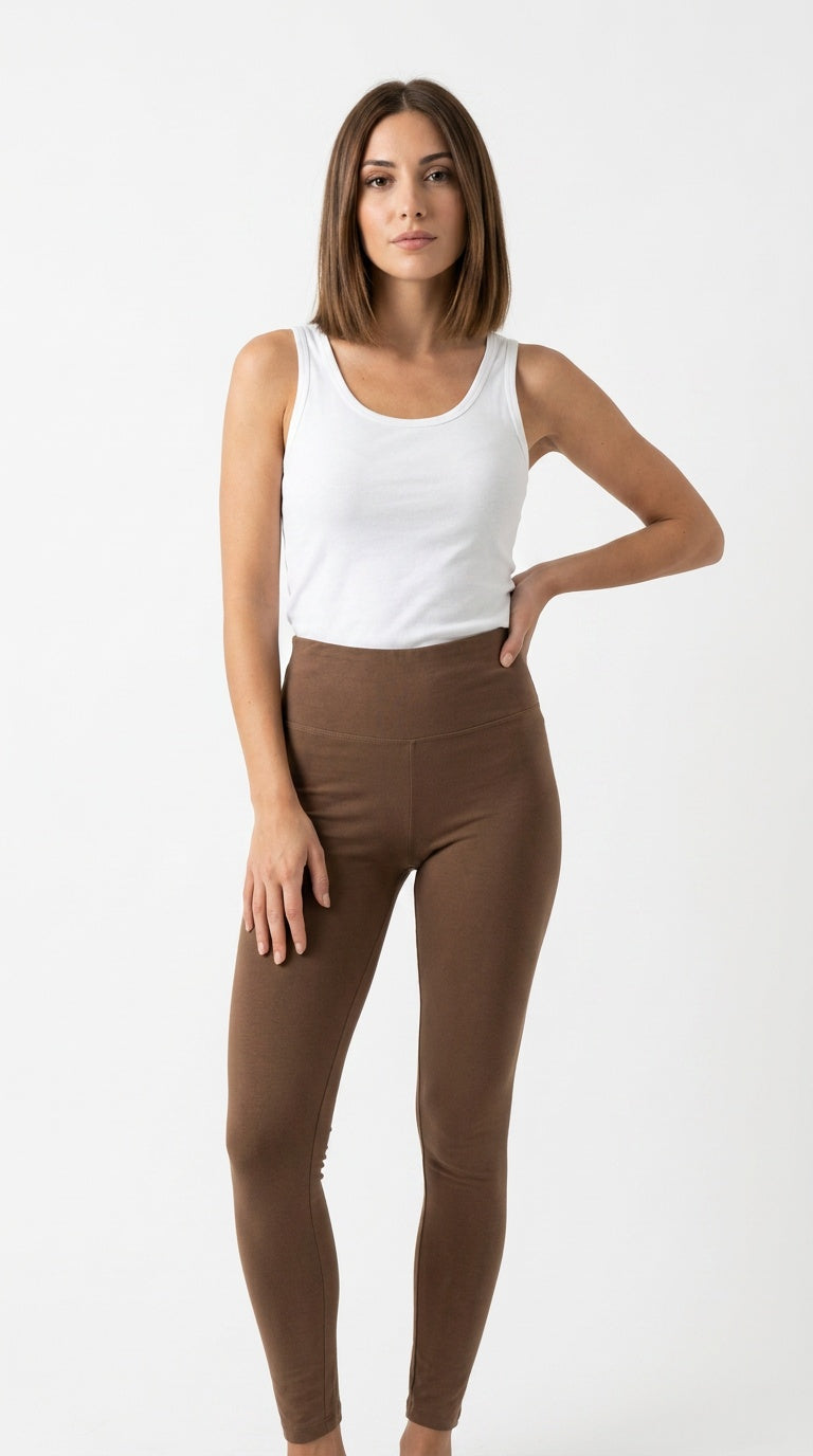 Organic Cotton Spandex Leggings in Mocha