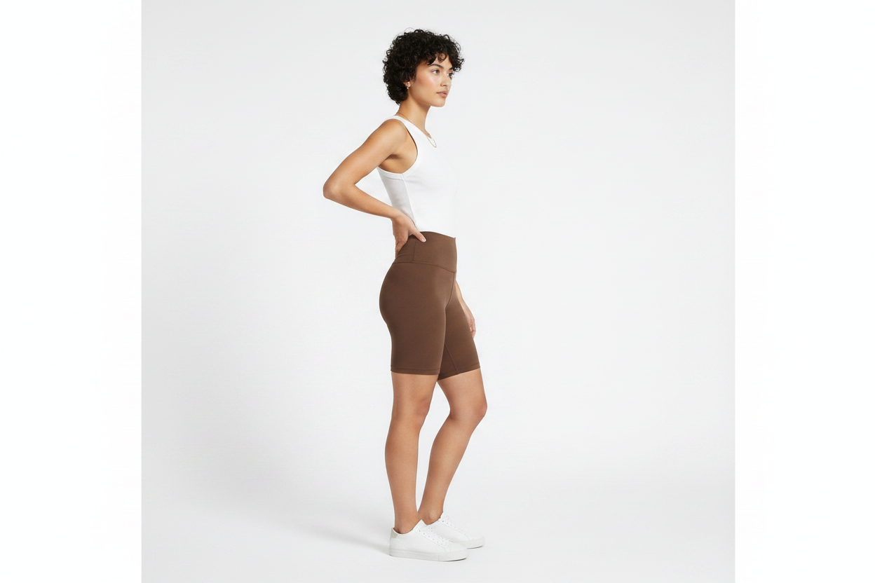 Organic Cotton Bike Shorts Mocha - Side