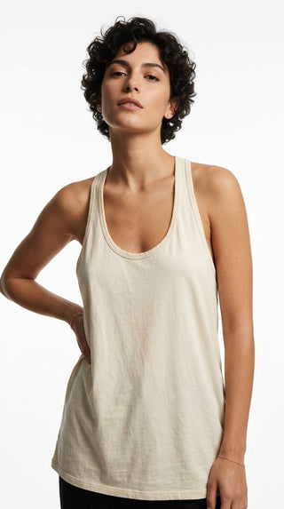 Organic Cotton Racerback Tank in Natural