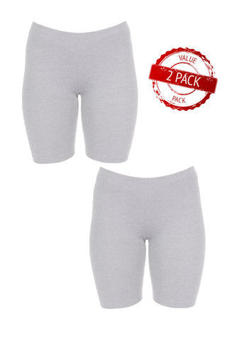 2 Pack - Women's Sexy Basics Cotton Spandex Yoga Shorts | Chafe Free