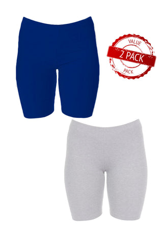 2 Pack - Women's Sexy Basics Cotton Spandex Yoga Shorts | Chafe Free