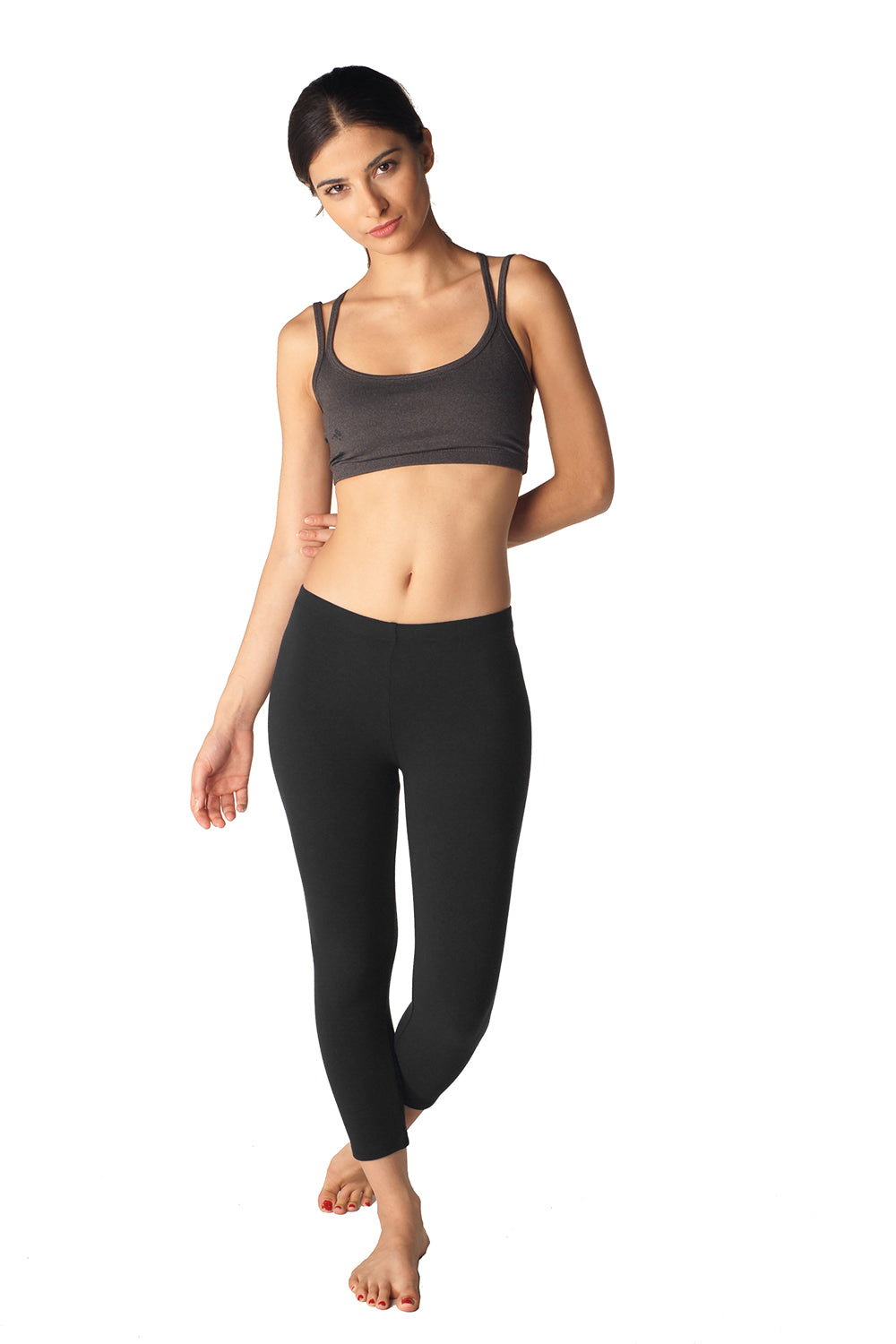 Black Cotton Spandex Capri Legging