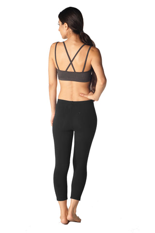 Black Cotton Spandex Capri Legging