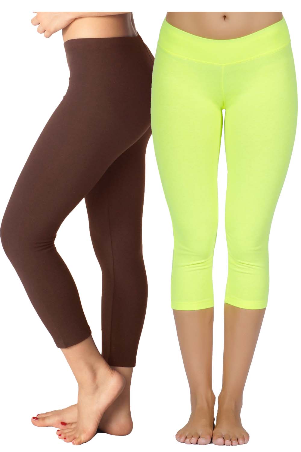 2 Pack Cotton Spandex Capri Leggings