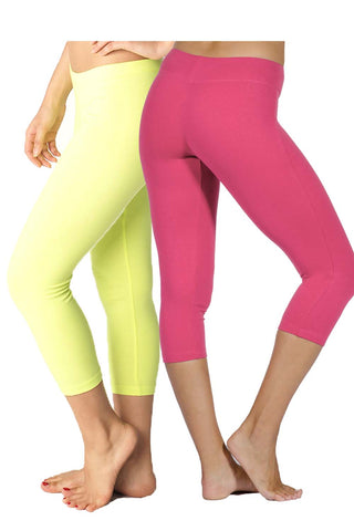 2 Pack Cotton Spandex Capri Leggings