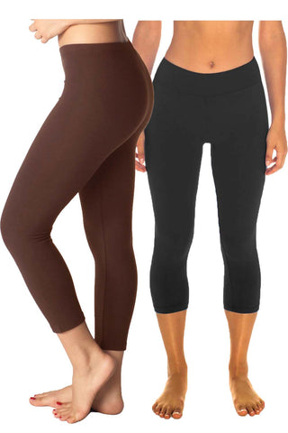 2 Pack Cotton Spandex Capri Leggings