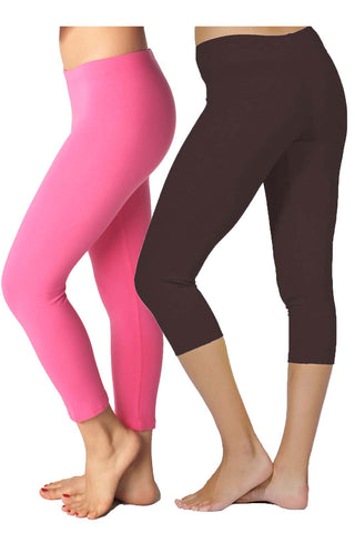 2 Pack Cotton Spandex Capri Leggings