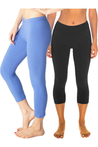 2 Pack Cotton Spandex Capri Leggings